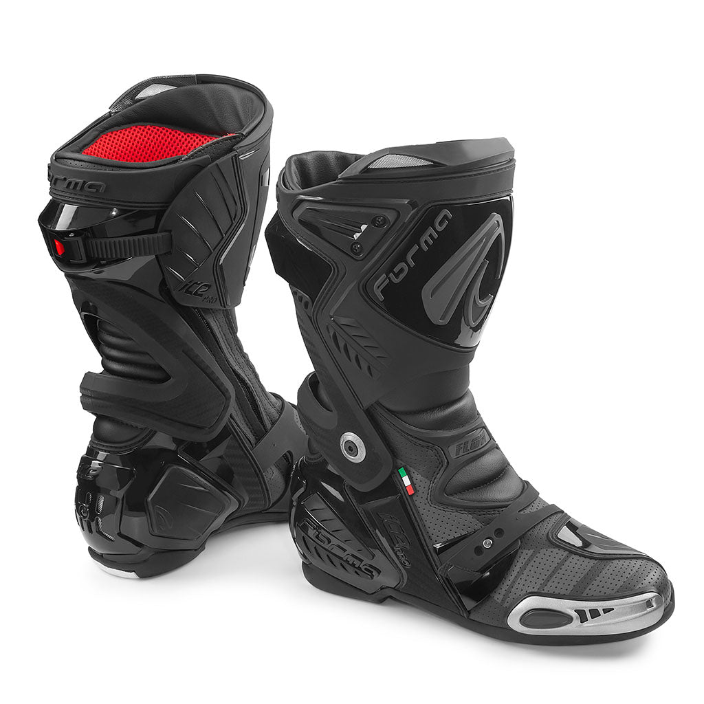 Forma ice pro boots motorcycle flow racing black black footwear motogp gear tech track street road alpine home main support