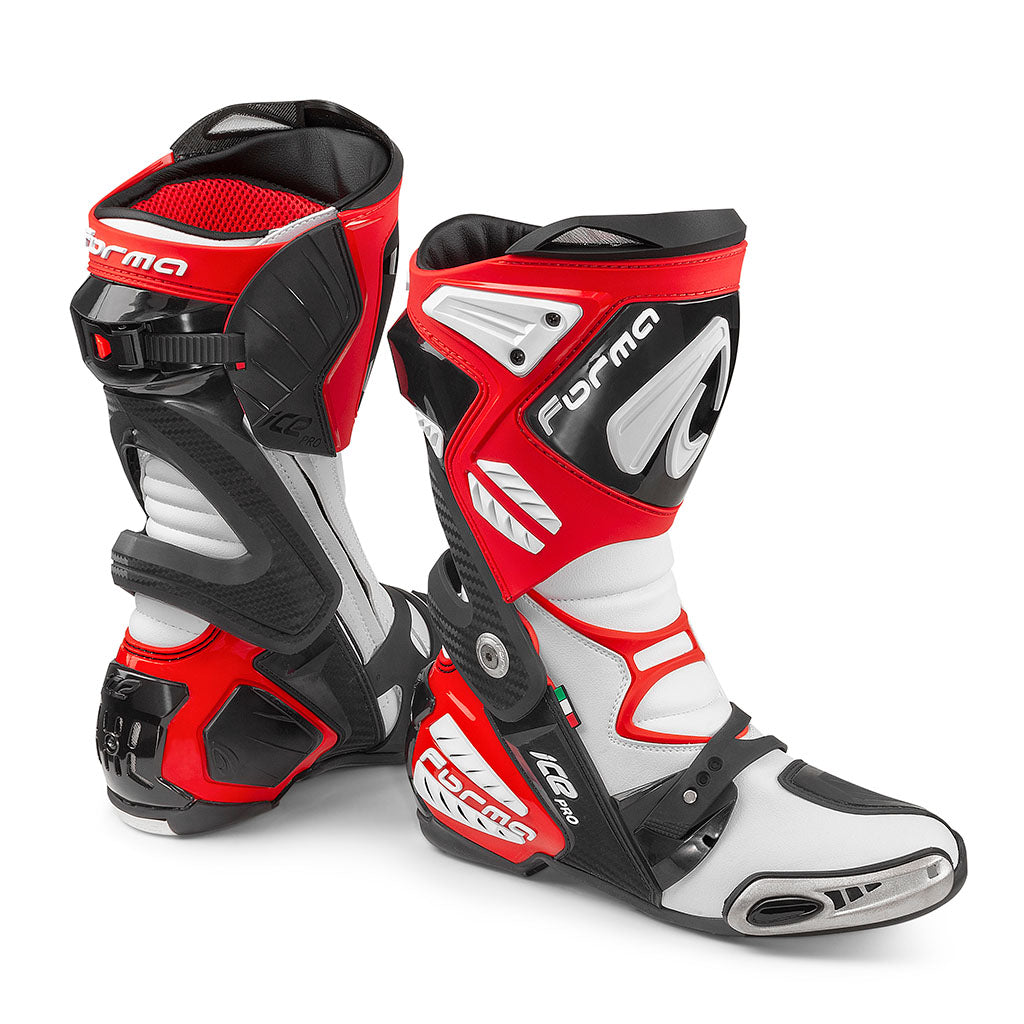 Forma ice pro boots motorcycle racing red white footwear motogp gear tech track street road alpine home main support